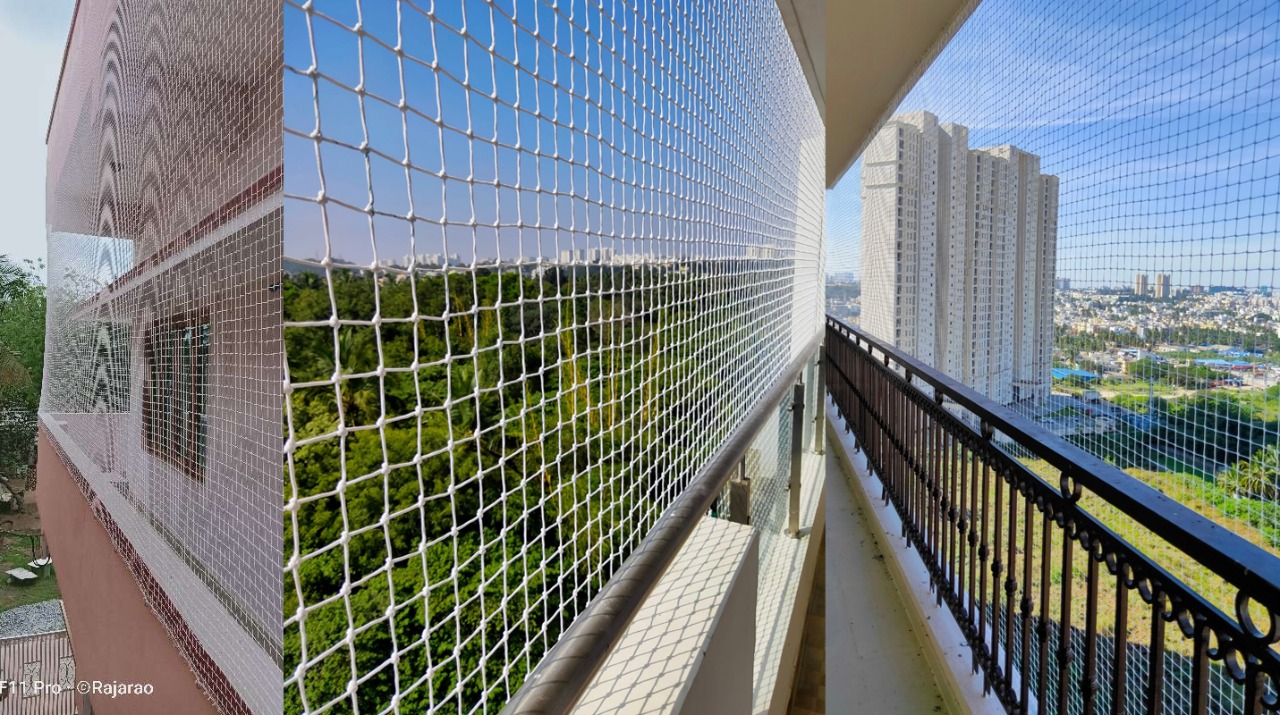 Balcony safety net installation by Yatri Enterprises