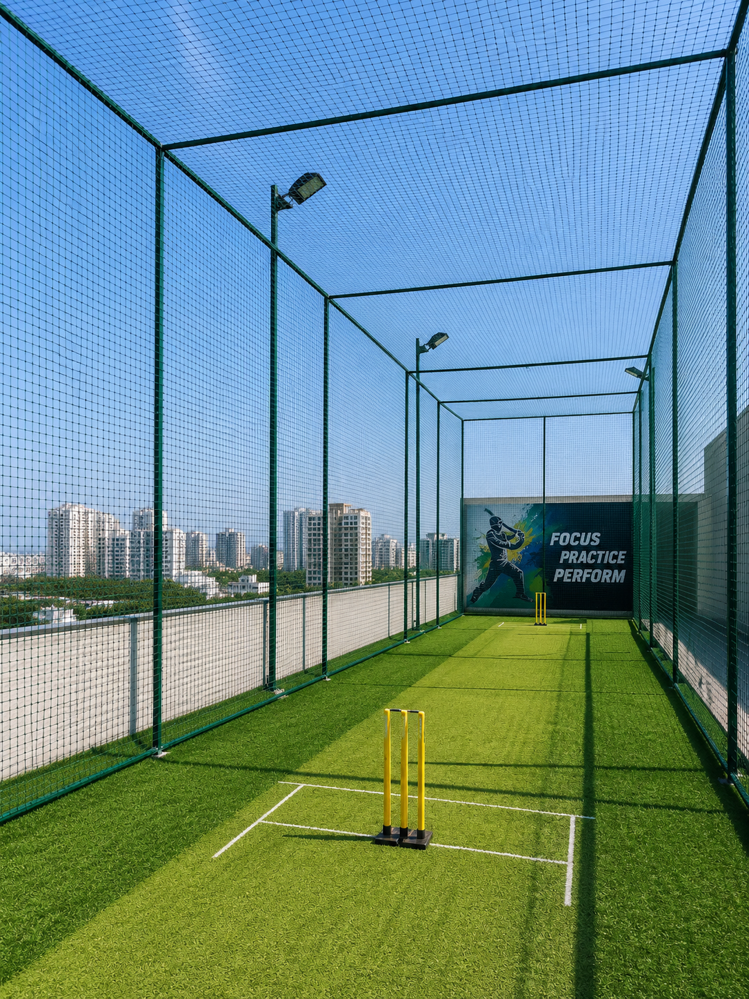 After cricket practice net installation