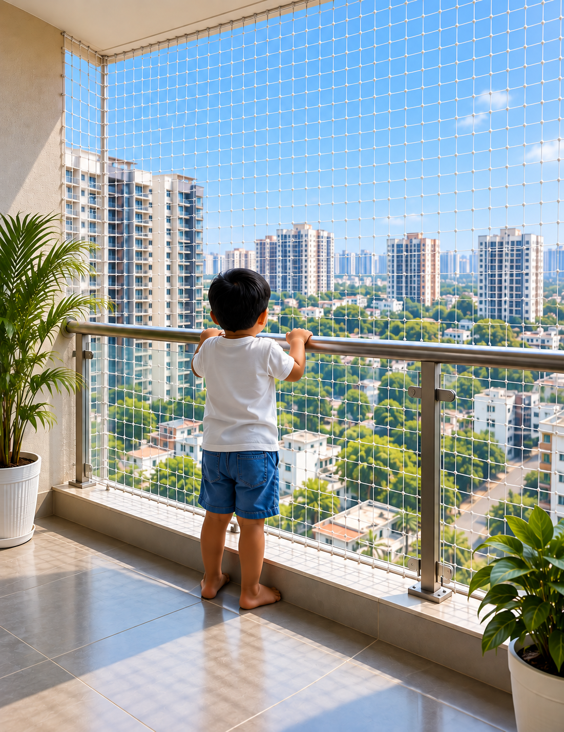After balcony safety net installation